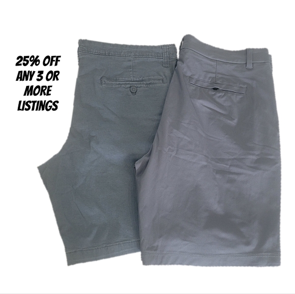 Neutral Color Men's Gray Shorts Bundle Lot Of 2 Size 36 Long Bermuda Nautica - Picture 1 of 15